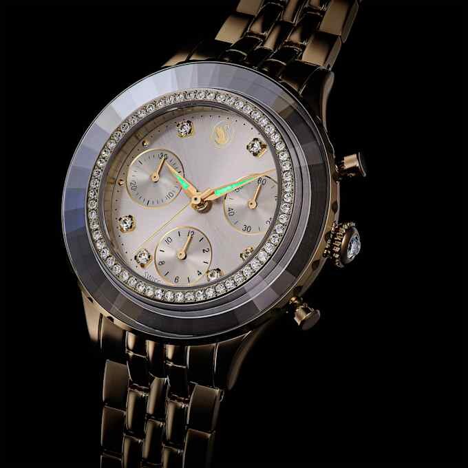 Ceas Octea Chrono fabricat în Elveția, brățară metalică, nuanță aurie, finisaj auriu-șampanie Ceas Octea Chrono fabricat în Elveția, brățară metalică, nuanță aurie, finisaj auriu-șampanie