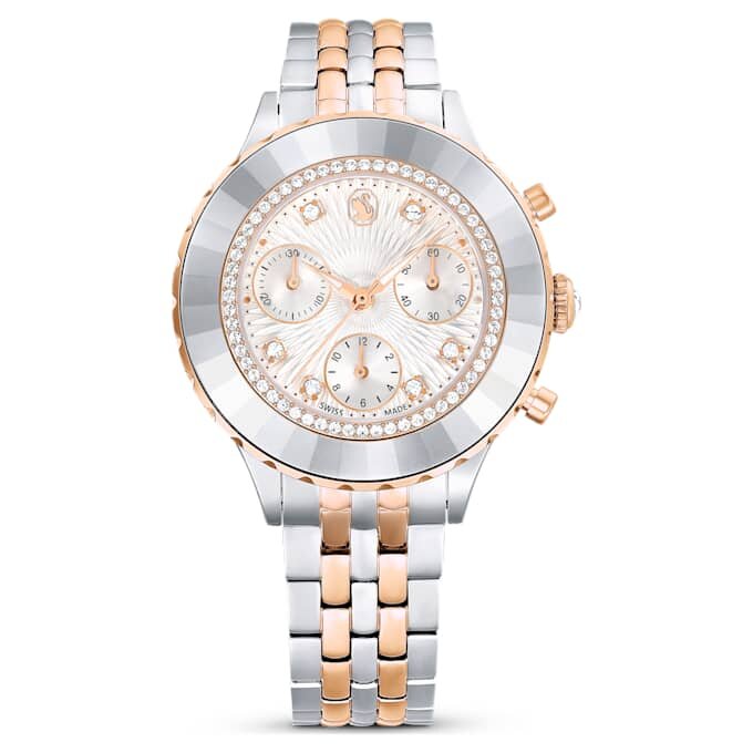 Ceas Octea Chrono fabricat în Elveția, brățară metalică, nuanță de aur roz, finisaj din metale mixte Ceas Octea Chrono fabricat în Elveția, brățară metalică, nuanță de aur roz, finisaj din metale mixte