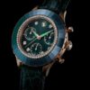 Ceas Octea Chrono fabricat în Elveția, curea din piele, verde, finisaj aur roz Ceas Octea Chrono fabricat în Elveția, curea din piele, verde, finisaj aur roz