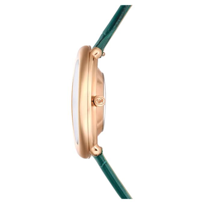 Ceas oval Imber fabricat în Elveția, curea din piele, verde, finisaj aur roz Ceas oval Imber fabricat în Elveția, curea din piele, verde, finisaj aur roz