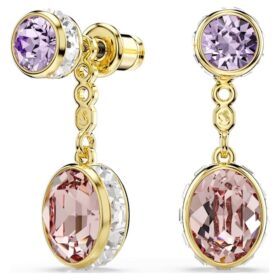 Cercei Chroma Drop cu tăieturi mixte, multicolori, placati cu ton auriu