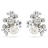 Cercei Constella cu perle de cristal, tăietură rotundă, albi, placati cu rodiu Cercei Constella cu perle de cristal, tăietură rotundă, albi, placati cu rodiu