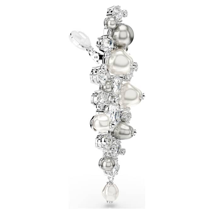 Cercei Constella cu perle de cristal, tăietură rotundă, albi, placati cu rodiu Cercei Constella cu perle de cristal, tăietură rotundă, albi, placati cu rodiu