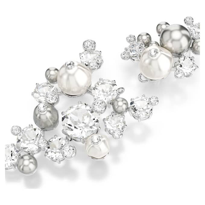 Cercei Constella cu perle de cristal, tăietură rotundă, albi, placati cu rodiu Cercei Constella cu perle de cristal, tăietură rotundă, albi, placati cu rodiu