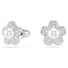 Cercei cu capse Ariana Grande X Swarovski cu perle de cristal, tăietură rotundă, formă de floare, albi, placat cu rodiu Cercei cu capse Ariana Grande X Swarovski cu perle de cristal, tăietură rotundă, formă de floare, albi, placat cu rodiu