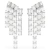 Cercei cu clemă Millenia, tăietură octogonală, stil candelabru, albi, placati cu rodiu Cercei cu clemă Millenia, tăietură octogonală, stil candelabru, albi, placati cu rodiu