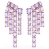 Cercei cu clemă Millenia, tăietură octogonală, stil candelabru, violet, placat cu aur