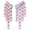 Cercei cu clemă Millenia, tăietură octogonală, stil candelabru, violet, placat cu aur