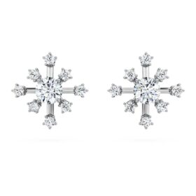 Cercei cu diamante create în laborator, 0,5 carate în total, formă rotundă, aur alb de 14K