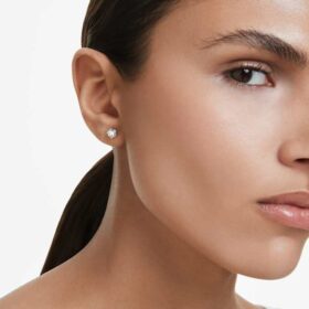 Cercei cu diamante create în laborator 0,5 Ct Tw, simpli, formă rotundă, aur alb de 14K