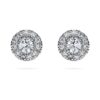 Cercei cu diamante de laborator „Eternity Halo”, 0,45 carate în total, formă rotundă, argint sterling