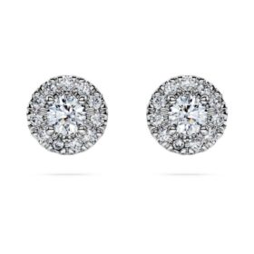 Cercei cu diamante de laborator „Eternity Halo”, 0,45 carate în total, formă rotundă, argint sterling