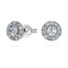 Cercei cu diamante de laborator „Eternity Halo”, 0,45 carate în total, formă rotundă, argint sterling