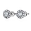 Cercei cu diamante de laborator „Eternity Halo”, 0,45 carate în total, formă rotundă, argint sterling