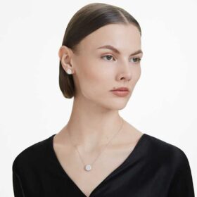 Cercei cu diamante de laborator „Eternity Halo”, 2 Ct Tw, formă rotundă, aur alb de 14K