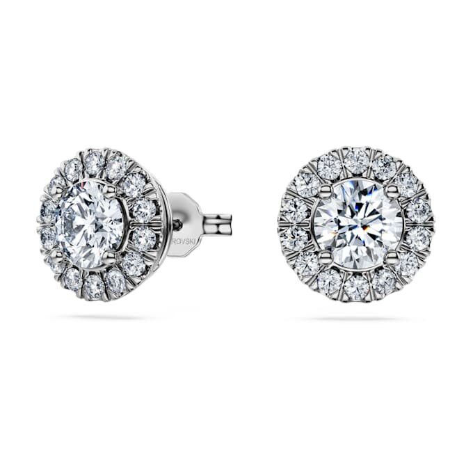 Cercei cu diamante de laborator „Eternity Halo”, 2 Ct Tw, formă rotundă, aur alb de 14K Cercei cu diamante de laborator „Eternity Halo”, 2 Ct Tw, formă rotundă, aur alb de 14K