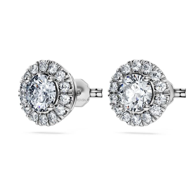Cercei cu diamante de laborator „Eternity Halo”, 2 Ct Tw, formă rotundă, aur alb de 14K Cercei cu diamante de laborator „Eternity Halo”, 2 Ct Tw, formă rotundă, aur alb de 14K