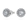 Cercei cu halou Eternity, diamante create în laborator, 0,75 carate în total, formă rotundă, aur alb de 14K