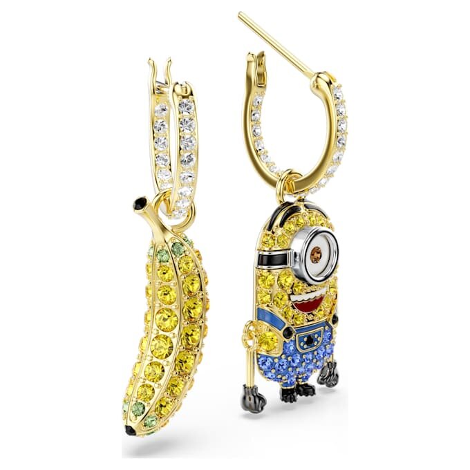 Cercei cu Minioni Stuart și Banana, pavé, mini, multicolori, placare aurie Cercei cu Minioni Stuart și Banana, pavé, mini, multicolori, placare aurie