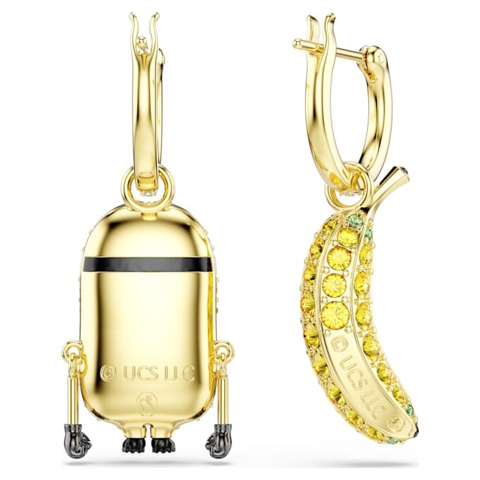 Cercei cu Minioni Stuart și Banana, pavé, mini, multicolori, placare aurie Cercei cu Minioni Stuart și Banana, pavé, mini, multicolori, placare aurie
