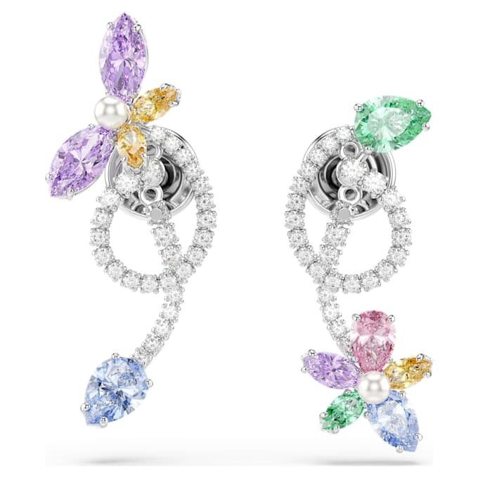 Cercei cu pandantiv Ariana Grande X Swarovski cu montură tip „ear jacket”, tăieturi mixte, libelulă, floare, multicolor, placat cu rodiu Cercei cu pandantiv Ariana Grande X Swarovski cu montură tip „ear jacket”, tăieturi mixte, libelulă, floare, multicolor, placat cu rodiu