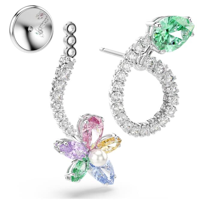 Cercei cu pandantiv Ariana Grande X Swarovski cu montură tip „ear jacket”, tăieturi mixte, libelulă, floare, multicolor, placat cu rodiu Cercei cu pandantiv Ariana Grande X Swarovski cu montură tip „ear jacket”, tăieturi mixte, libelulă, floare, multicolor, placat cu rodiu