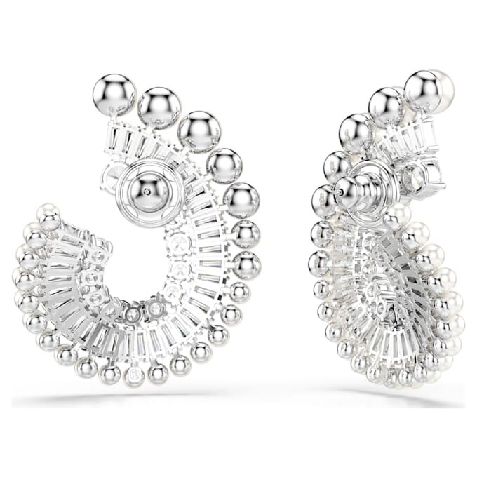 Cercei cu pandantiv Ariana Grande X Swarovski cu perle de cristal, tăieturi mixte, albi, placare cu rodiu Cercei cu pandantiv Ariana Grande X Swarovski cu perle de cristal, tăieturi mixte, albi, placare cu rodiu