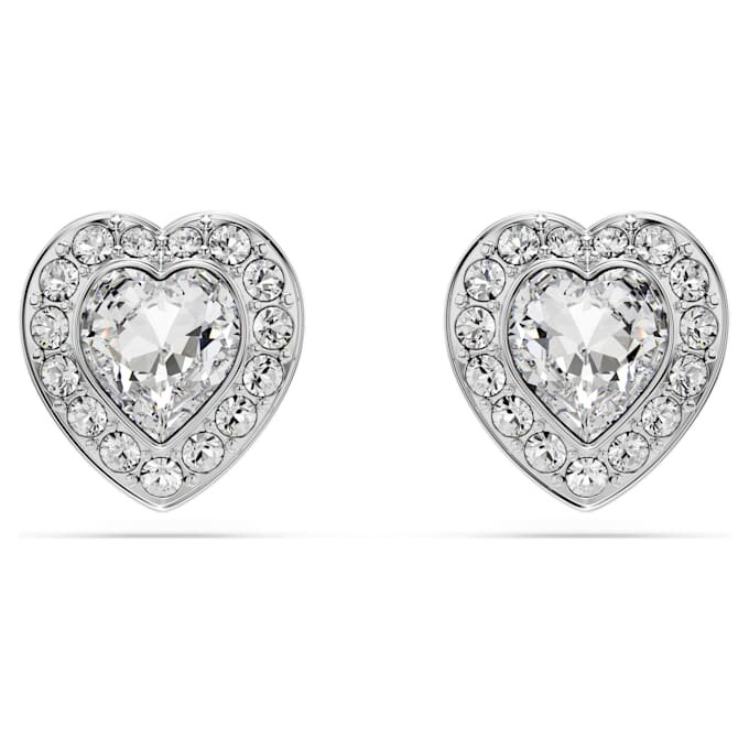 Cercei cu știft Ariana Grande X Swarovski, tăieturi mixte, inimă, albi, placare cu rodiu Cercei cu știft Ariana Grande X Swarovski, tăieturi mixte, inimă, albi, placare cu rodiu