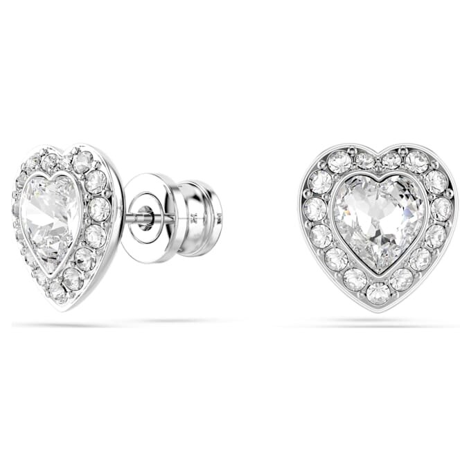 Cercei cu știft Ariana Grande X Swarovski, tăieturi mixte, inimă, albi, placare cu rodiu Cercei cu știft Ariana Grande X Swarovski, tăieturi mixte, inimă, albi, placare cu rodiu