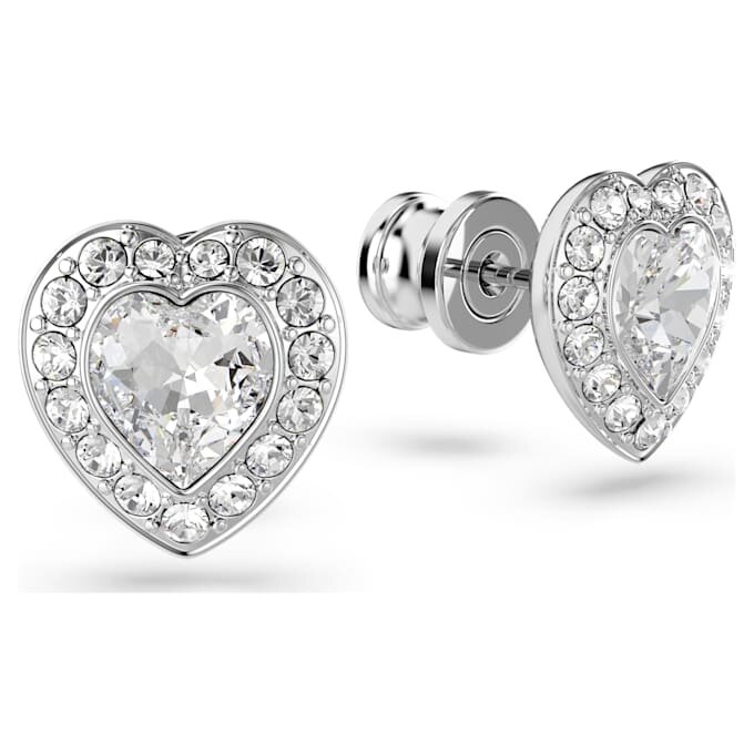 Cercei cu știft Ariana Grande X Swarovski, tăieturi mixte, inimă, albi, placare cu rodiu Cercei cu știft Ariana Grande X Swarovski, tăieturi mixte, inimă, albi, placare cu rodiu