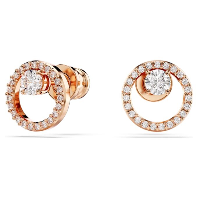 Cercei cu știft Constella, tăietură rotundă, albi, placare în nuanță de aur roz Cercei cu știft Constella, tăietură rotundă, albi, placare în nuanță de aur roz