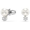 Cercei cu știft Matrix Crystal Pearl, tăietură rotundă, albi, placat cu rodiu Cercei cu știft Matrix Crystal Pearl, tăietură rotundă, albi, placat cu rodiu