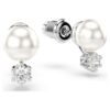 Cercei cu știft Matrix Crystal Pearl, tăietură rotundă, albi, placat cu rodiu Cercei cu știft Matrix Crystal Pearl, tăietură rotundă, albi, placat cu rodiu