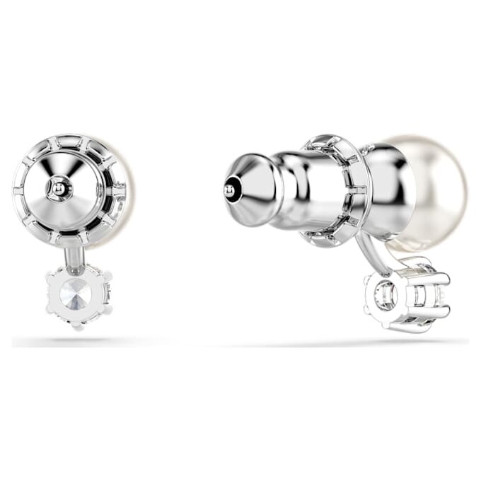 Cercei cu știft Matrix Crystal Pearl, tăietură rotundă, albi, placat cu rodiu Cercei cu știft Matrix Crystal Pearl, tăietură rotundă, albi, placat cu rodiu