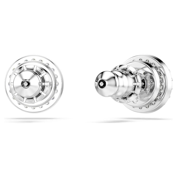 Cercei cu știft Una Angelic, tăietură rotundă, pavé, albi, placare cu rodiu Cercei cu știft Una Angelic, tăietură rotundă, pavé, albi, placare cu rodiu
