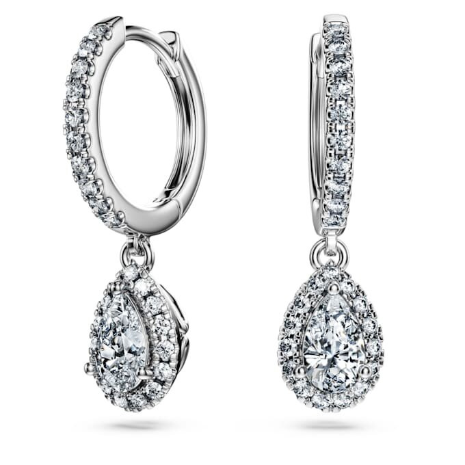 Cercei Eternity Drop cu diamante create în laborator, 1,25 carate în total, formă de pară, aur alb de 14K Cercei Eternity Drop cu diamante create în laborator, 1,25 carate în total, formă de pară, aur alb de 14K