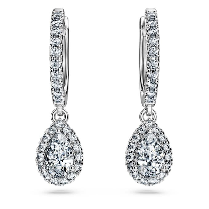 Cercei Eternity Drop cu diamante create în laborator, 1,25 carate în total, formă de pară, aur alb de 14K Cercei Eternity Drop cu diamante create în laborator, 1,25 carate în total, formă de pară, aur alb de 14K