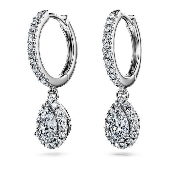 Cercei Eternity Drop cu diamante create în laborator, 1,25 carate în total, formă de pară, aur alb de 14K Cercei Eternity Drop cu diamante create în laborator, 1,25 carate în total, formă de pară, aur alb de 14K