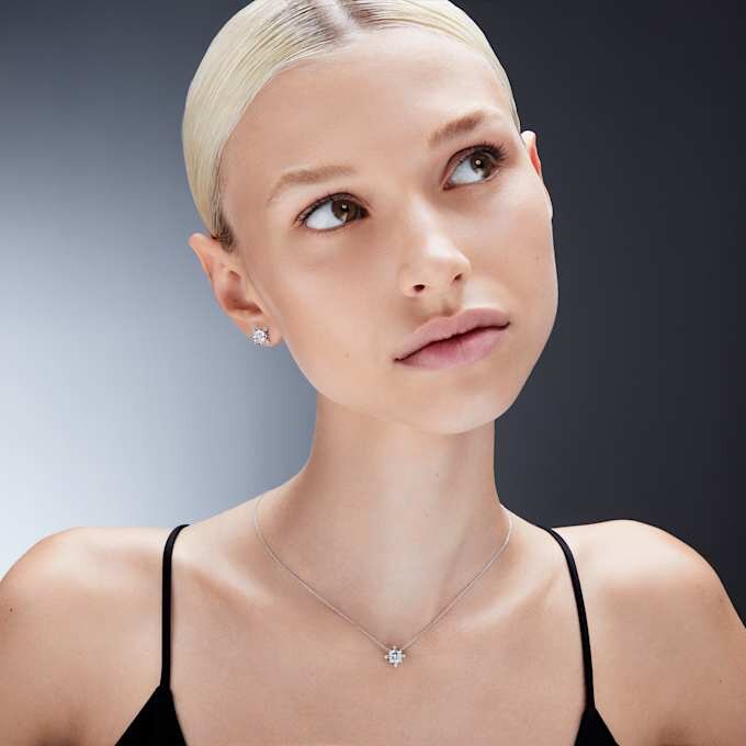 Cercei Galaxy cu diamante create în laborator, 2,1 carate în total, formă rotundă, aur alb de 14K Cercei Galaxy cu diamante create în laborator, 2,1 carate în total, formă rotundă, aur alb de 14K