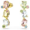 Cercei Gema Drop cu design asimetric, tăieturi mixte, multicolori, placati cu aur Cercei Gema Drop cu design asimetric, tăieturi mixte, multicolori, placati cu aur