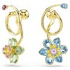 Cercei Idyllia cu design asimetric, tăieturi mixte, flori, multicolori, placati cu ton auriu Cercei Idyllia cu design asimetric, tăieturi mixte, flori, multicolori, placati cu ton auriu