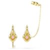 Cercei Idyllia cu pandantiv și cercei de tip „ear cuff”, tăieturi mixte, inimă cu cheie, roz, placare aurie Cercei Idyllia cu pandantiv și cercei de tip „ear cuff”, tăieturi mixte, inimă cu cheie, roz, placare aurie