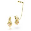 Cercei Idyllia cu pandantiv și cercei de tip „ear cuff”, tăieturi mixte, inimă cu cheie, roz, placare aurie Cercei Idyllia cu pandantiv și cercei de tip „ear cuff”, tăieturi mixte, inimă cu cheie, roz, placare aurie