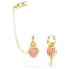 Cercei Idyllia cu pandantiv și cercei de tip „ear cuff”, tăieturi mixte, inimă cu cheie, roz, placare aurie Cercei Idyllia cu pandantiv și cercei de tip „ear cuff”, tăieturi mixte, inimă cu cheie, roz, placare aurie