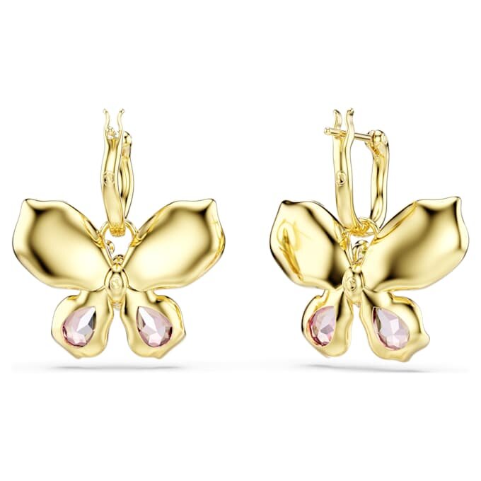 Cercei Idyllia cu pandantiv, tăieturi mixte, pavé, fluturi, multicolori, placat cu aur Cercei Idyllia cu pandantiv, tăieturi mixte, pavé, fluturi, multicolori, placat cu aur