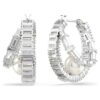 Cercei inelari Ariana Grande X Swarovski cu perle de cristal, tăietură baguette, albi, placati cu rodiu Cercei inelari Ariana Grande X Swarovski cu perle de cristal, tăietură baguette, albi, placati cu rodiu