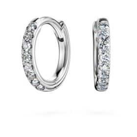 Cercei inelari Eternity cu diamante create în laborator, 0,1 carate în total, formă rotundă, mici, aur alb de 14K Cercei inelari Eternity cu diamante create în laborator, 0,1 carate în total, formă rotundă, mici, aur alb de 14K