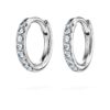 Cercei inelari Eternity cu diamante create în laborator, 0,1 carate în total, formă rotundă, mici, aur alb de 14K