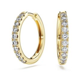 Cercei inelari Eternity cu diamante create în laborator, 0,5 ct în total, formă rotundă, aur galben de 14K Cercei inelari Eternity cu diamante create în laborator, 0,5 ct în total, formă rotundă, aur galben de 14K
