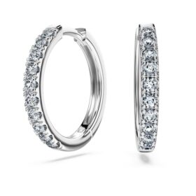Cercei inelari Eternity cu diamante create în laborator, 0,56 ct în total, formă rotundă, argint sterling Cercei inelari Eternity cu diamante create în laborator, 0,56 ct în total, formă rotundă, argint sterling